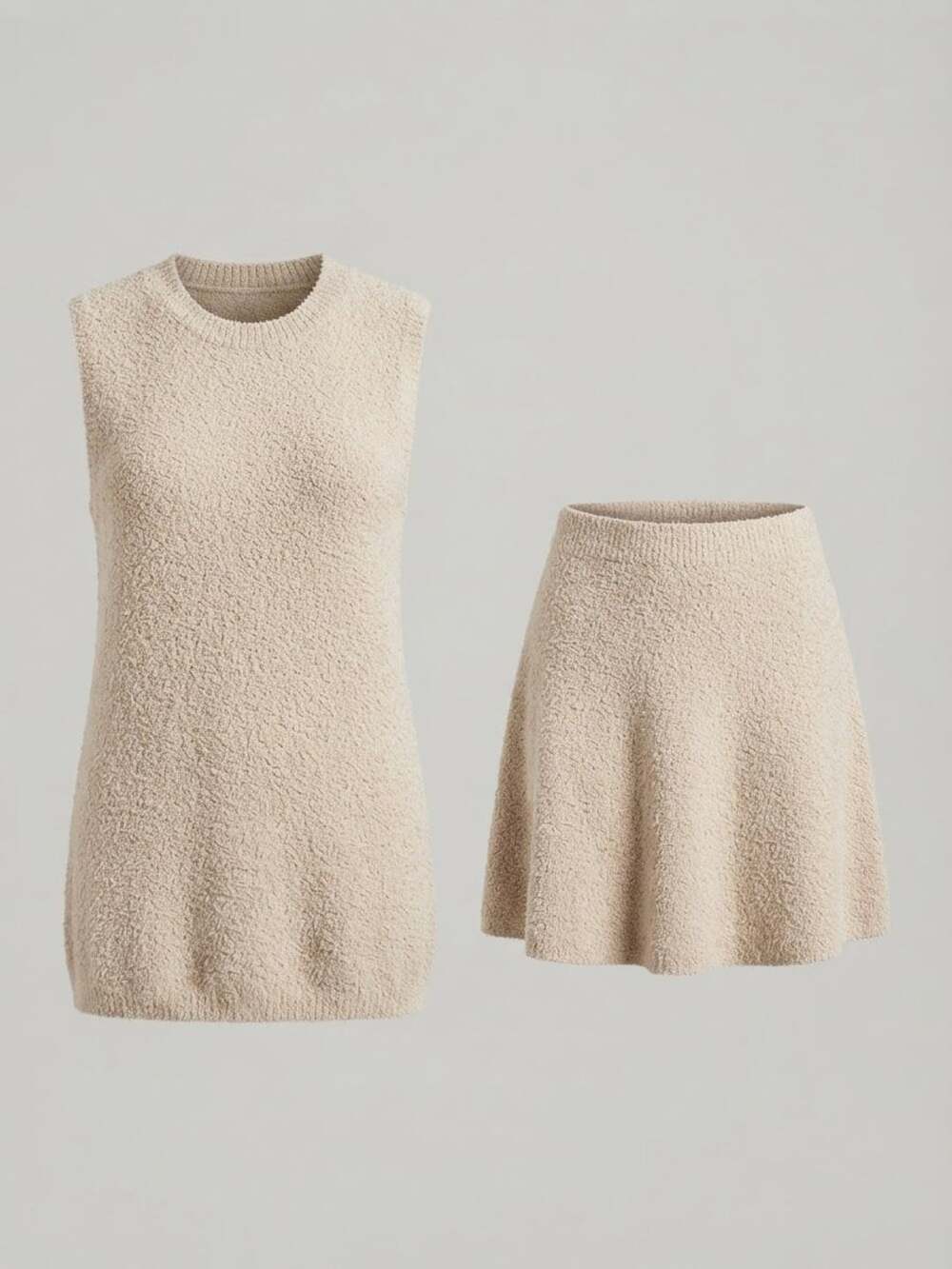 Nenona Knit Vest And Shorts Set Size S Camel Boucle